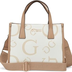 GUESS Cream and Tan Satchel